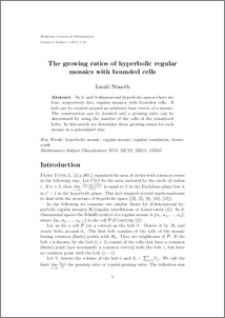 The growing ratios of hyperbolic regular mosaics with bounded cells