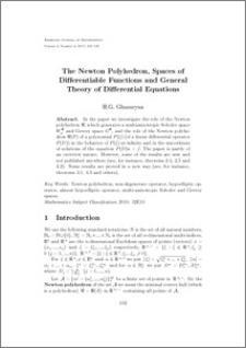 The Newton Polyhedron, Spaces of Differentiable Functions and General Theory of Differential Equations