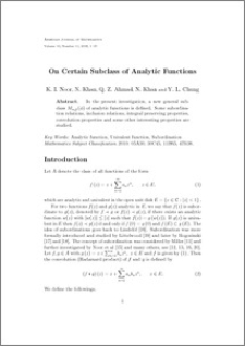 On Certain Subclass of Analytic Functions
