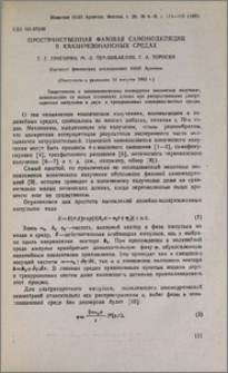 Пространственная фазовая самомодуляция в квазирезонансных средах