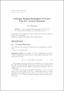 Lebesgue Integral Inequalities of Jensen Type for $\lambda $-Convex Functions