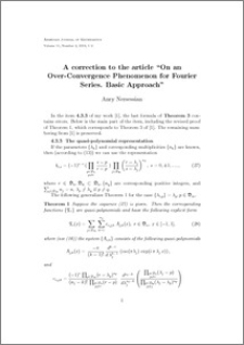 A correction to the article ``On an Over-Convergence Phenomenon for Fourier Series. Basic Approach''