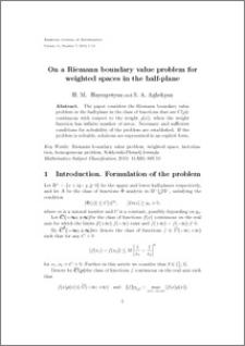 On a Riemann boundary value problem for weighted spaces in the half-plane