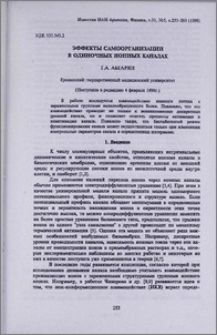 Эффекты самоорганизации в одиночных ионных каналах