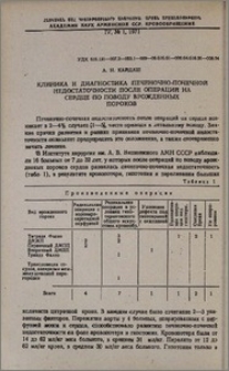 Клиника и диагностика печеночно-почечной недостаточности после операций на сердце по поводу врожденных пороков