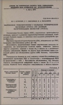 Нарушение гемодинамики у больных ишемической болезнью сердца (по данным катетеризации полостей сердца)