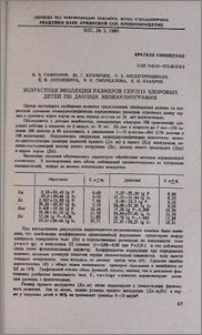 Возрастная эволюция размеров сердца здоровых детей по данным эхокардиографии
