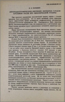 Авторадиографическое изучение миокарда плодов кроликов после его механической травмы