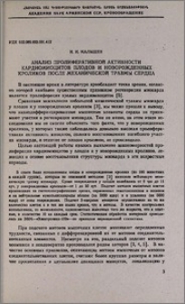 Анализ пролиферативной активности кардиомиоцитов плодов и новорожденных кроликов после механической травмы сердца