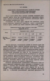 Изменение реологических свойств крови при стрессорном повреждении сердечно-сосудистой системы