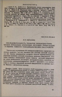 Последовательность развития эхокардиографических признаков вторичной легочной гипертензии в оценке тяжести гемодинамических расстройств