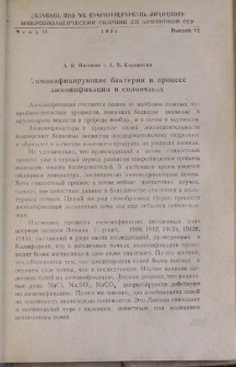 Аммонифицирующие бактерии и процесс аммонификации в солончаках