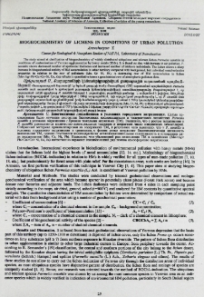 Biogeochemistry of lichens in conditions of urban pollution