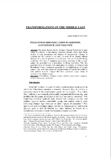 Palestinian Refugee Camps in Lebanon: Governance and Violence