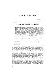 Strategies on Territorial Acquisition- A Case Study on the Pedra Branca Dispute