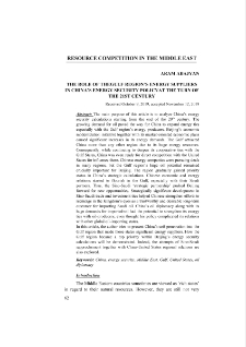 The Role of Thegulf Region’s Energy Suppliers in China’s Energy Security Policyat the Turn of the 21st Century