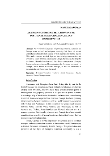 Armenian-Georgian Relations in the Post-Soviet Era: Challenges and Opportunities