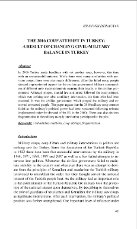 The 2016 Coup Attempt in Turkey: A Result if Changing Civil-Military Balance in Turkey