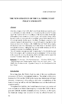 The New Strategy of the U.S. Middle East Policy and Egypt