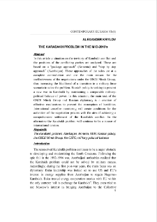 The Karabakh problem in the mid-2010's