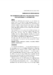 The Monuments Heritage: The Individual’s Role and Responsibility in Preserving