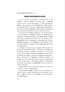 Recent Developments in Syria