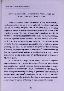 On the pragmalinguistic analyses of rhetorical questions