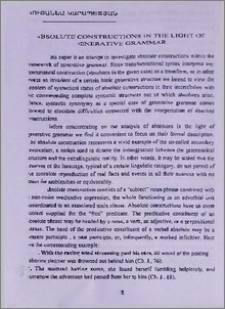 Absolute constructions in the light of generative grammar