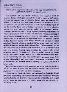 Literary mythmaking and myth-critical approach to literature