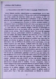 La traduction du titre comme peritexte