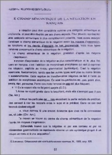 Le champ sémantique de la négation en français.