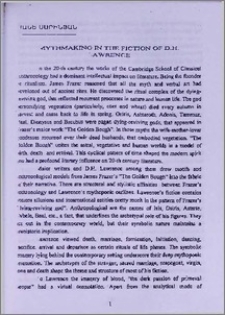 Mythmaking in the fiction of D. H. Lawrence
