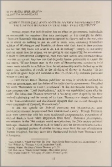 Henry Thoreau and anti-slavery movement in the United States in the MID-19th century