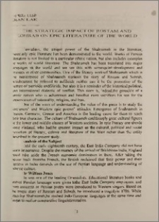The strategic impact of Rostam and Sohrab on epic literature of the world