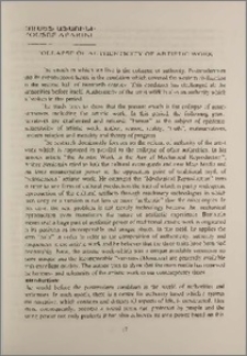 Collapse of authenticity of artistic work