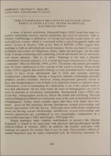 The compared between gender and education level with marital satisfaction