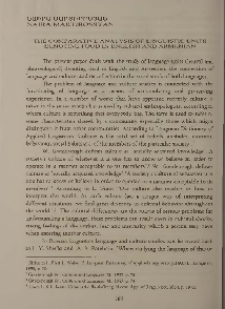 The comparative analysis of linguistic units denoting food in English and Armenian