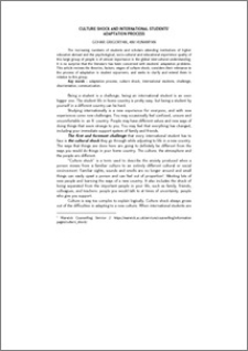 Culture shock and international students’Adaptation process