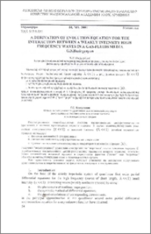 A derivation of evolution equation for the interaction between a weakly intensity high frequency waves in a gas-fluids media