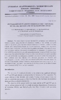 Preparation of PT and PZT ferroelectric thin films by sol-gel method and their properties study