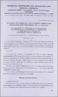 Synthesis and studies of Y-Ba-Cu-O high temperature superconductor prepared by sol-gel method