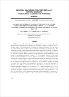 A scaling and numerical analysis of the effects of natural convection when Sal’nikov’s reaction: P → A → B occurs, together with diffusion and heat transfer in a spherical batch reactor