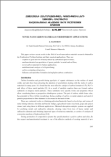 Novel nanocarbon materials for different applications