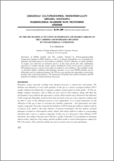 On the mechanism activation of hydrogen and hydrocarbons on the carbides and hydrades obtained by non-isotermal conditions