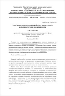 Электроноакцепторные свойства Al2O3 и Pd/ Al2O3 катали-заторов и их активность