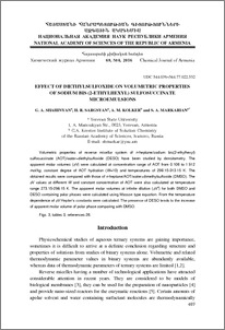 Effect of diethylsulfoxide on volumetric properties of sodium bis (2-ethylhexyl) sulfosuccinate microemulsions