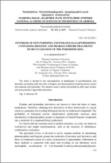 Synthesis of new pyridines and pyrazolo[1,5-a]pyrimidines containing biogenic and pharmacophore fragments by recyclization of the pyrimidine ring