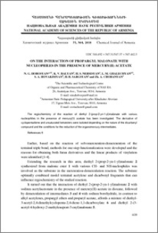 On the interaction of propagyl malonate with nucleophiles in the presence of mercury (II) acetate