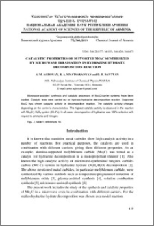 Catalytic properties of supported Mo2C synthesized by microwave irradiation in hydrazine hydrate decomposition reaction