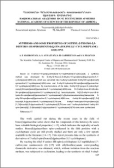 Synthesis and some properties of 3-ethyl-2-thioxo-2,3-dihydro-1H-spiro[benzo[h] quinazoline-5,1' cycloheptane] -4(6H)-one